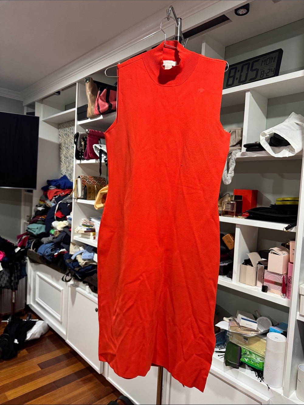 House of Harlow 1960 Sleeveless Mock Neck Orange-Red Dress